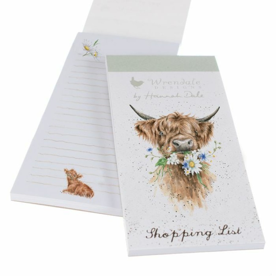 Stationery & Craft Wrendale Designs Magnetic Shopping Pads | Daisy Coo' Highland Cow Shopping Pad